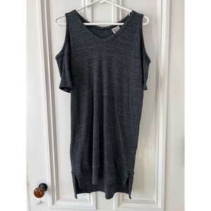 Free People charcoal heather gray cold shoulder ribbed v-neck t-shirt dress S